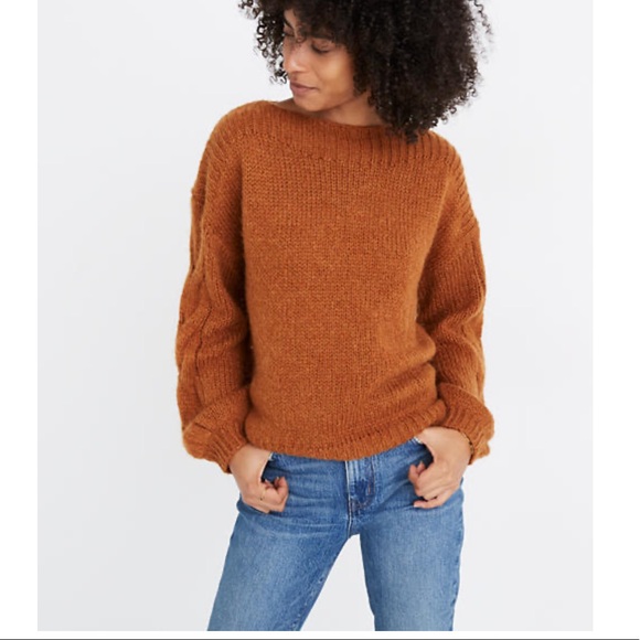 Madewell Sweaters - Madewell Cable-Sleeve Boatneck Sweater XXS
